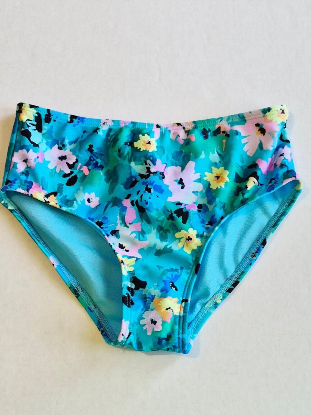 Art Class Girls Blue Floral Bikini Swim Bottoms Size M (8)